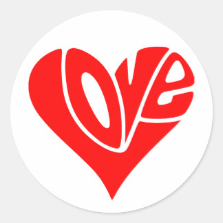 Liefdestypografie in hartvorm ronde sticker