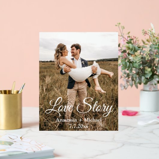 Liefdesverhaal, klassieke kalligrafie, chique trou acryl bord (Huwelijk)