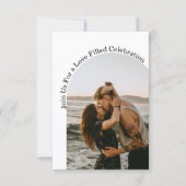 Liefdesviering, eenvoudige script boog foto bruilo kaart (Voorkant)