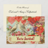 Liefdesvogels Antieke Hart Kaart (Voorkant / Achterkant)