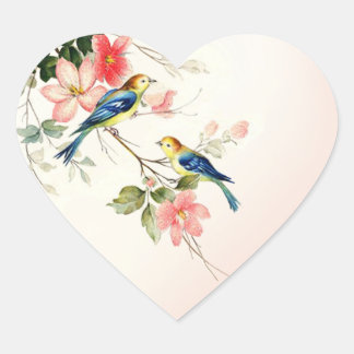  liefdesvogels | Blauw roze wit Hart Sticker