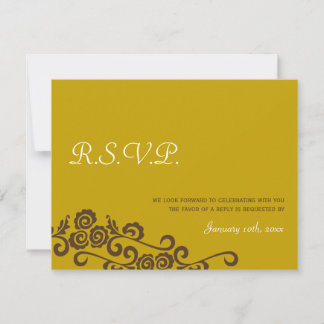 Liefdesvogels bruine moderne bruiloft RSVP reactie Kaart