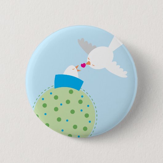liefdesvogels geven ronde button 5,7 cm (Voorkant)