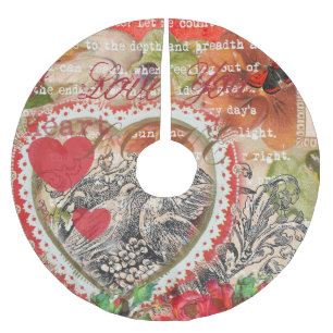 Liefdesvogels Hart Rode Kunstcollage Kerstboom Rok