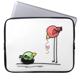 liefdesvogels hartworm van de cartoon van de baby laptop sleeve