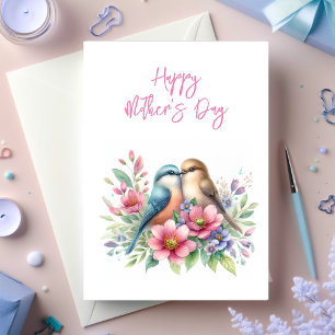 Liefdesvogels in de lente Moederdagkaart Bedankkaart