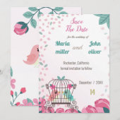 liefdesvogels in kooien bloemen , behalve de datum (Voorkant / Achterkant)