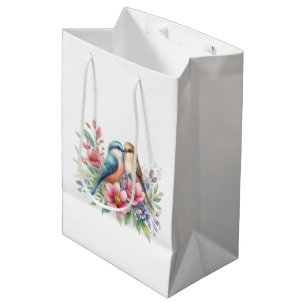 Liefdesvogels in lente bloemen medium cadeauzakje