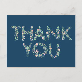 Liefdesvogels & Letters Dank je wel Marineblauw Briefkaart