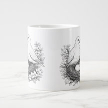 Liefdesvogels met eieren potloodschets koffiemok
