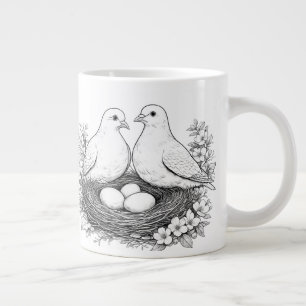 Liefdesvogels met eieren potloodschets koffiemok extra grote beker
