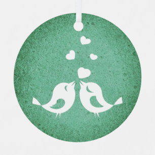 Liefdesvogels op groen metalen ornament