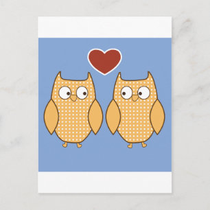 Liefdesvogels Uilen Bloesem Hart Bestemming Regenf Briefkaart