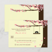 Liefdesvogels vallende harten eikenboom RSVP (Voorkant / Achterkant)