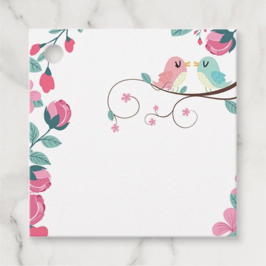 liefdesvogels veer bedankjes labels (Voorkant)