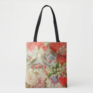 Liefdesvogels Vintage Antieke Hart Draagtas