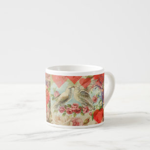 Liefdesvogels Vintage Antieke Hart Espresso Kop