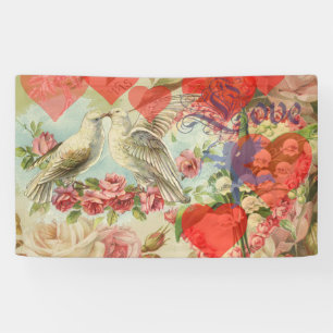 Liefdesvogels Vintage Antieke Hart Spandoek