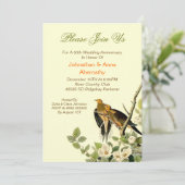 liefdesvogels vintage huwelijksjubileum kaart (Staand voorkant)