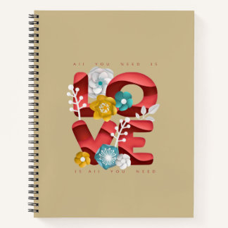 Liefdeswoord & Bloemen in Realistische Papierkunst Notitieboek