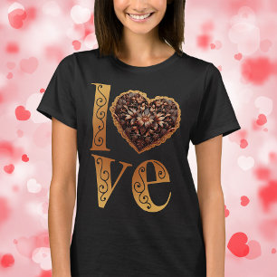 Liefdeswoord met romantisch filigraan roze hart t-shirt