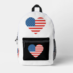 Liefdevol hart gevormd Amerikaanse vlag ontwerp Bedrukte Rugzak