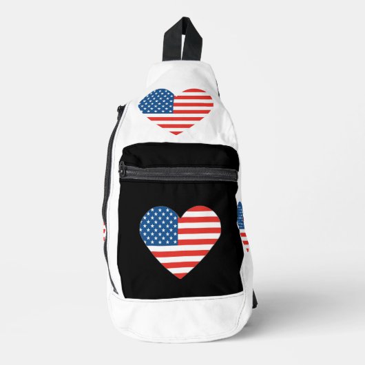 Liefdevol hart gevormd Amerikaanse vlag ontwerp Sling Bag (Voorkant)