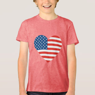 Liefdevol hart gevormd Amerikaanse vlag ontwerp Tri-Blend Shirt