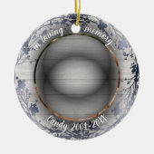 Liefdevol Rustiek Huisdierherdenking Foto Keramisch Ornament (Voorkant)