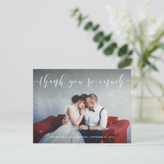 Liefdevol script | Bedankt met foto Briefkaart (Staand voorkant)