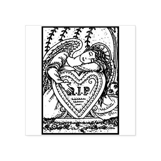 LIEFDEVOLLE BESCHERMENGEL, BEGRAAFPLAATS RIP RUBBE 	RUBBERSTEMPEL (Afrduk)