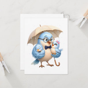 Liefdevolle Blauwe Vogel Vader Verjaardagskaart Kaart