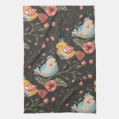 Liefdevolle Boho vogels bloemenpatroon Theedoek (Verticaal)