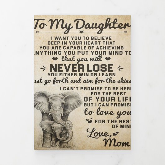 Liefdevolle brief aan dochter | Prachtig geschenk Drieluik Aankondiging (Cover)