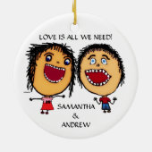 Liefdevolle broer en zus aangepaste kerst keramisch ornament (Achterkant)