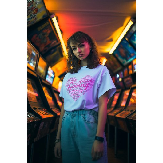 Liefdevolle fuchsia hart Shapecloud kunst T-shirt