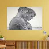 Liefdevolle Gay Couple - Houtskool Schets - Canvas Afdruk (Insitu (Woonkamer))