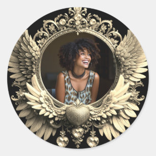 Liefdevolle Geheugen Foto Memorial Diamond Look Ronde Sticker