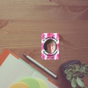 Liefdevolle Geheugenfoto Roze Roos met Gedicht Mem Contactkaartje