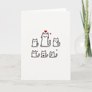 Liefdevolle Gezinskaart met Mooie Kat Kaart