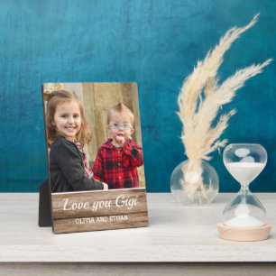 Liefdevolle Gigi Rustieke Houten Kleinkinderen Fot Fotoplaat