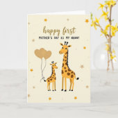 Liefdevolle Giraffe Moederdag Kaart (Gele Bloem)