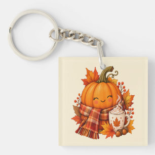Liefdevolle Herfst - Knuffelende Lachende Pompoen Sleutelhanger