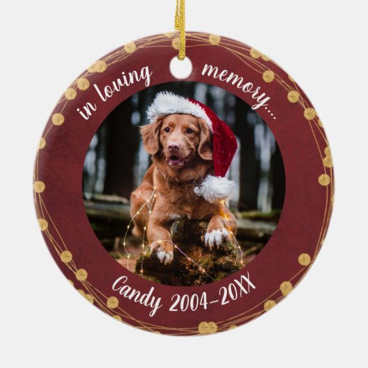 Liefdevolle Herinnering Foto Huisdier Herdenkingsl Keramisch Ornament (Achterkant)