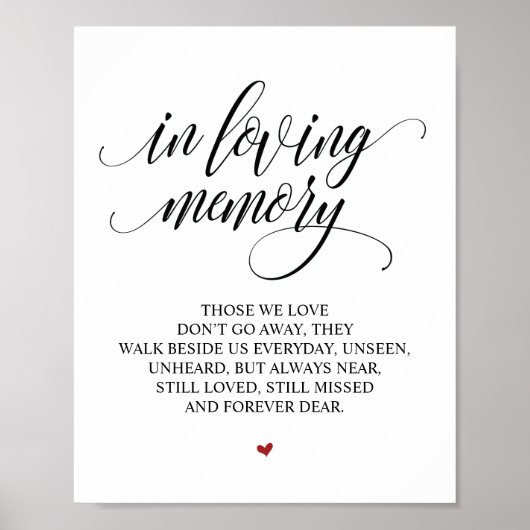 Liefdevolle Herinnering In Onze Hart Herdenkingste Poster (Voorkant)