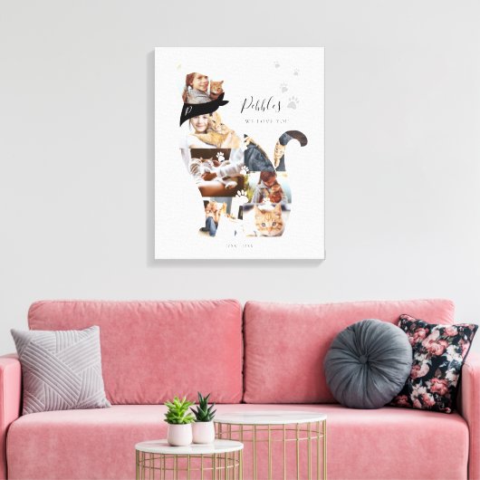 Liefdevolle Herinnering Kat Foto Collage Huisdier  Canvas Afdruk (Insitu (Woonkamer))