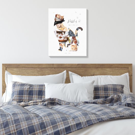 Liefdevolle Herinnering Kat Foto Collage Huisdier  Canvas Afdruk (Insitu (Slaapkamer))