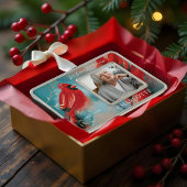 Liefdevolle herinnering Rode Kardinaal Vogel Memor Verzilverd Kader Ornament