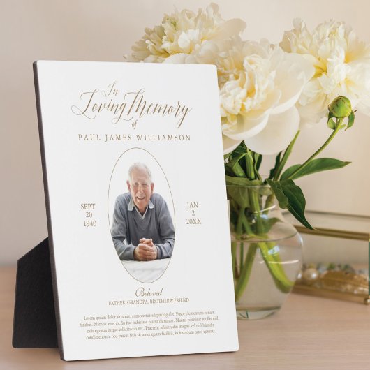 Liefdevolle Herinneringsscriptie & Foto-herdenking Fotoplaat
