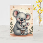 Liefdevolle Koala Moederdag Kaart (Gele Bloem)